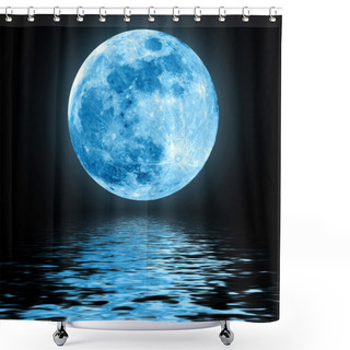Personality  Full Blue Moon Over Water With Reflections Shower Curtains