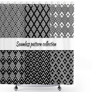 Personality  Seamless Pattern Collection. Geometrical Design Backgrounds Set. Repeated Scales, Chevrons Motif. Geo Print Kit Shower Curtains
