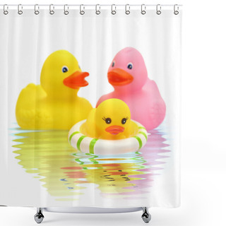 Personality  Rubber Duck Family On The Water Shower Curtains