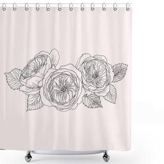 Personality  Blooming Flower. Hand Drawn Botanical Blossom Branches On Pink Background. Vector Illustration. Can Use For Greeting Cards, Wedding Invitations, Patterns. Shower Curtains