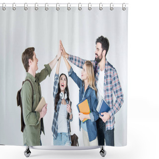 Personality  Students Giving Highfive  Shower Curtains