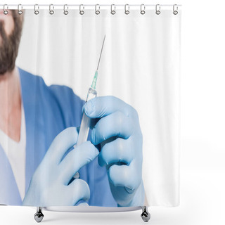 Personality  Doctor Holding Syringe Shower Curtains