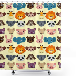 Personality  Seamless Animal Face Pattern Shower Curtains