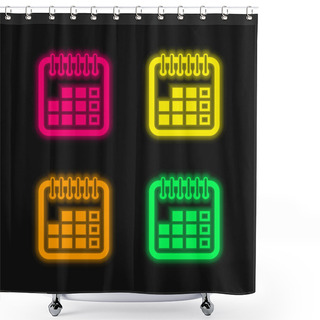 Personality  Annual Calendar Symbol Four Color Glowing Neon Vector Icon Shower Curtains