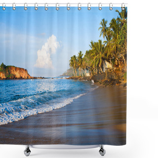 Personality  Tropical Paradise Beach On Sunrise Light Shower Curtains