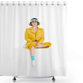 Personality  Young Girl In All Yellow Shower Curtains