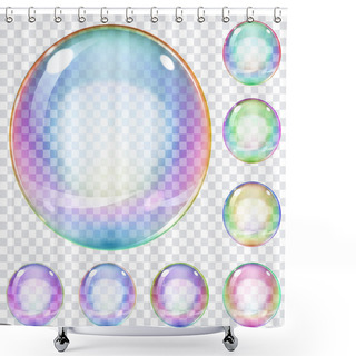 Personality  Set Of Multicolored Soap Bubbles Shower Curtains