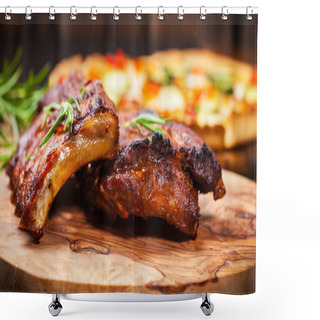 Personality  BBQ Spare Ribs With Herbs Shower Curtains