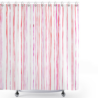 Personality  Watercolor Aquarelle Hand Drawn Red Lines Stripes Pattern Vector Illustration Shower Curtains