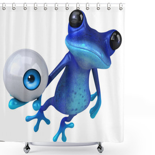 Personality  Fun Blue Frog With Eye  - 3D Illustration Shower Curtains