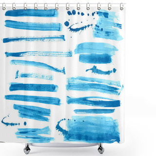 Personality  Watercolor Blue Ink Brush Strokes Collection Shower Curtains