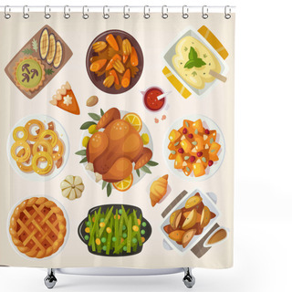 Personality  Traditional Thanksgiving Dinner  Shower Curtains