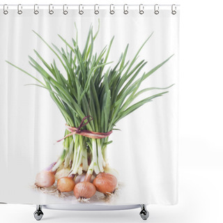 Personality  Green Onion Shower Curtains