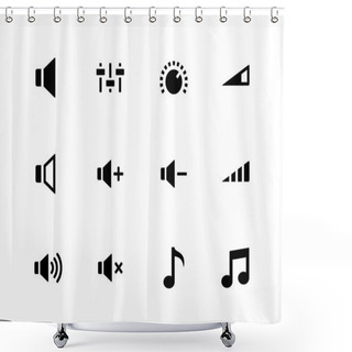 Personality  Speaker Icons On White Background. Volume Control. Shower Curtains