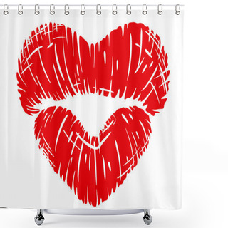 Personality  Red Lips Print In Heart Shape Shower Curtains