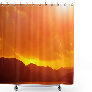 Personality  Calm Evening Landscape With Lake And Mountains Shower Curtains