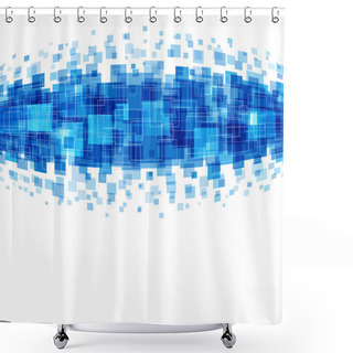 Personality  Abstract Geometric Squares Lines Blue Vector Background.  Shower Curtains