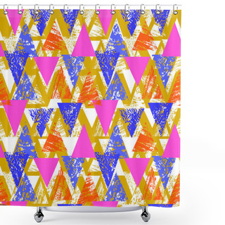 Personality  Hand Painted Bold Pattern With Triangles Shower Curtains
