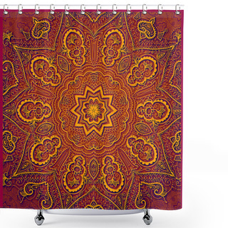 Personality  Frame With Gold Flowers. Shower Curtains