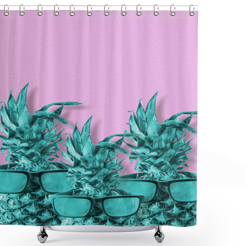 Personality  Pink And Blue Summer Pineapple Concept Art Shower Curtains