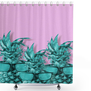 Personality  Pink And Blue Summer Pineapple Concept Art Shower Curtains