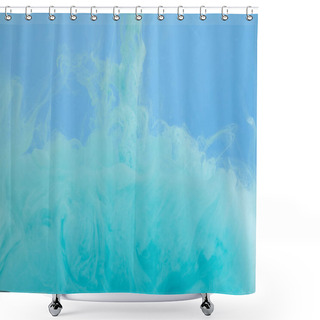 Personality  Close Up View Of Turquoise Watercolor Swirls Isolated On Blue Shower Curtains