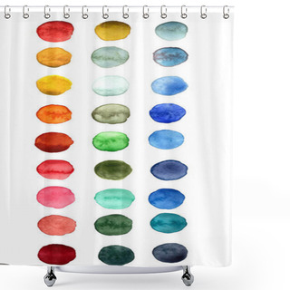 Personality  Watercolor Multicolored Round Fills Background Palette On A White Background Shower Curtains