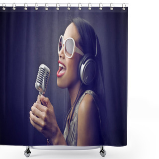 Personality  Beautiful Woman Singing Shower Curtains