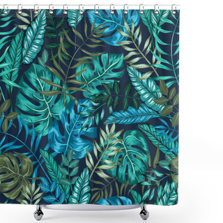 Personality  Seamless Vector Graphical Artistic Tropical Nature Jungle Pattern Shower Curtains
