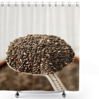 Personality  Selective Focus Of Chia Seeds In Spoon Shower Curtains