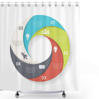 Personality  Vector Circle Infographic Template For Round Diagram, Graph, Web Design. Business Concept With 5 Steps, Options Or Processes. Isolated On White Background. Shower Curtains