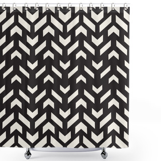 Personality  Vector Seamless Black And White Rectangle Shape Geometric Pattern Shower Curtains