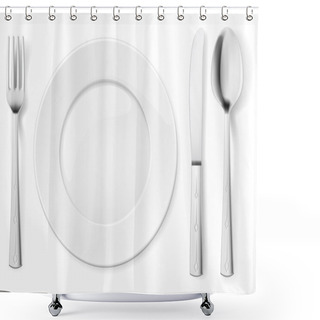 Personality  Empty Plate With Spoon, Knife And Fork Shower Curtains