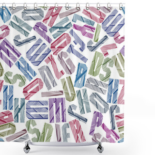 Personality  Seamless Pattern With Alphabet Letters Textured With Hand Drawn  Shower Curtains