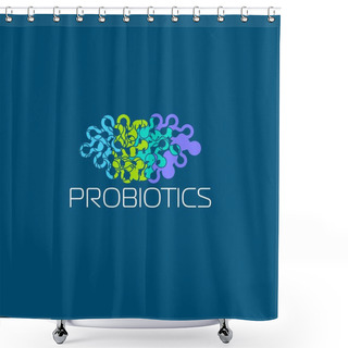 Personality  Probiotics Logo. Concept Of Healthy Nutrition Ingredient For Therapeutic Purposes. Simple Flat Style Trend Modern Logotype Graphic Design Isolated Shower Curtains