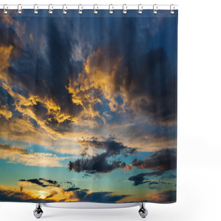 Personality  Thunderstorm Cloud At Sunset Shower Curtains
