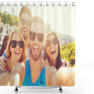 Personality  Young People Making Selfie On Roof Shower Curtains