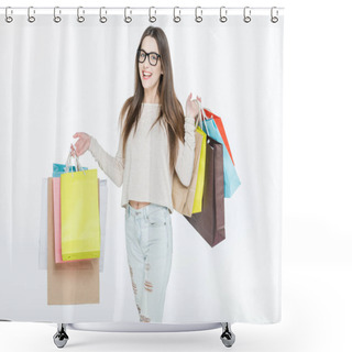 Personality  Woman With Shopping Bags Shower Curtains