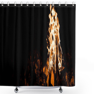 Personality  Panoramic Shot Of Flame And Logs In Camp Fire In Darkness In The Night  Shower Curtains