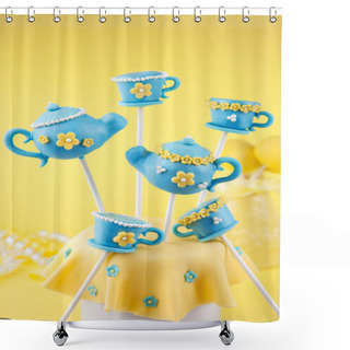 Personality  Teapot And Teacup Cake Pops Shower Curtains