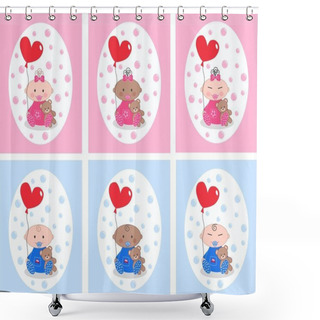 Personality  Mixed Ethnic Babies Shower Curtains