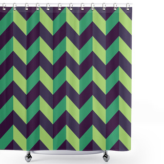 Personality  Vector Modern Seamless Colorful Geometry Chevron Lines Pattern, Color Blue Green Abstract Geometric Background, Trendy Multicolored Print, Retro Texture, Hipster Fashion Design Shower Curtains