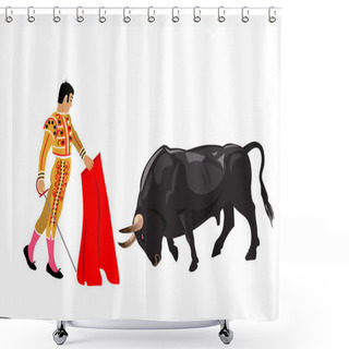 Personality  Bullfighting. Bull And Matador Shower Curtains