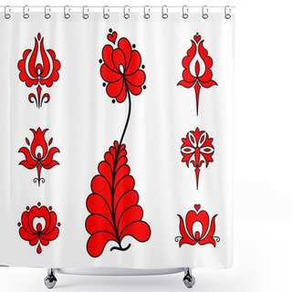Personality  Traditional Hungarian Embroidery Floral Elements Shower Curtains