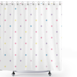 Personality  Vector Seamless Pattern Pastel Rainbow With Yellow, Blue, Pink, Purple Polka Dots And White Background. Shower Curtains