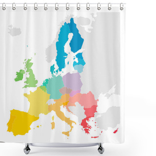 Personality  Colorful Vector Map Of EU, European Union, Member States Shower Curtains