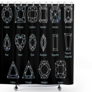 Personality  Set Of Sixteen Glowing Diamonds Shower Curtains