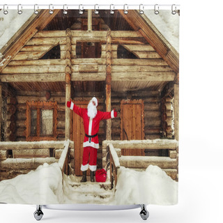 Personality  Joyful Santa Claus In His House.  Shower Curtains