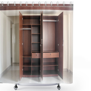 Personality  Stylish & Modern Empty Cupboard In A Room Of A Newly Built House Shower Curtains