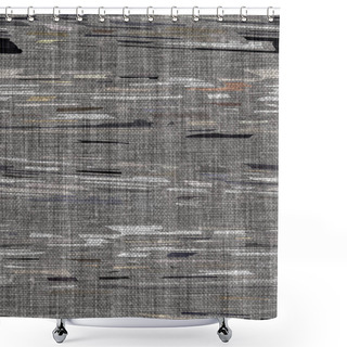 Personality  Rustic Mottled Charcoal Grey French Linen Woven Texture Background. Worn Neutral Old Vintage Cloth Printed Fabric Textile. Distressed All Over Print . Irregular Uneven Stained Rough Grunge Effect. Shower Curtains